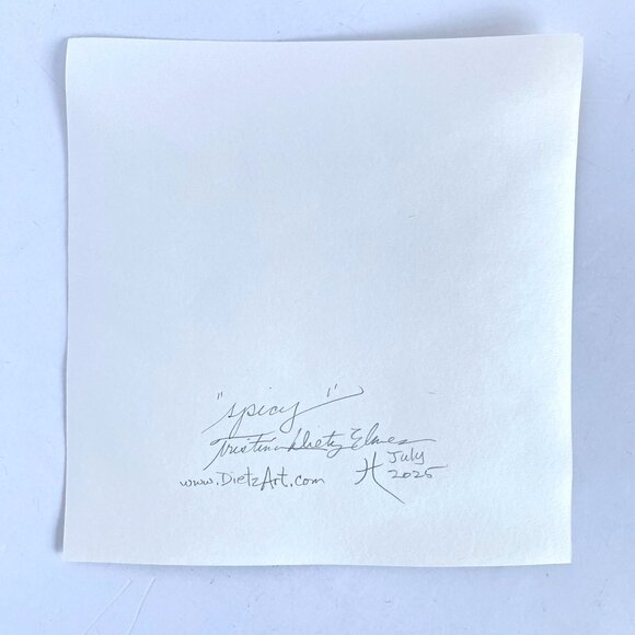 Spicy Original Wall Art Abstract Watercolor Painting Matted Frame Ready 12x12in - Picture 5 of 5